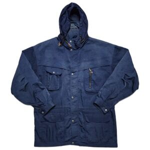 Vintage‎ Mountaintek Utility Jacket Mens XL Blue Mountain Parka Retractable Hood